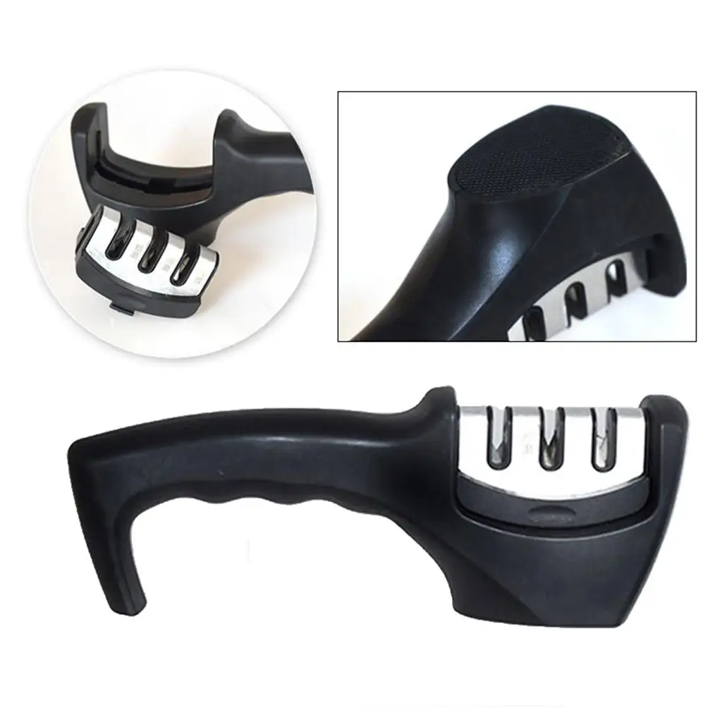 Manual Blade Sharpener Three Stage Kitchen Sharpening Tool Diamond Ceramic System for Home Kitchen Knives