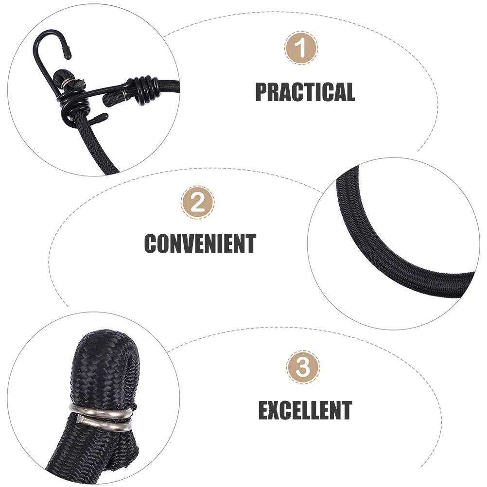 2 pçs corda elástica com gancho tenda tendas bungee cabos ganchos resistente corda de bagagem poliéster ao ar livre longo mosquetão pequeno