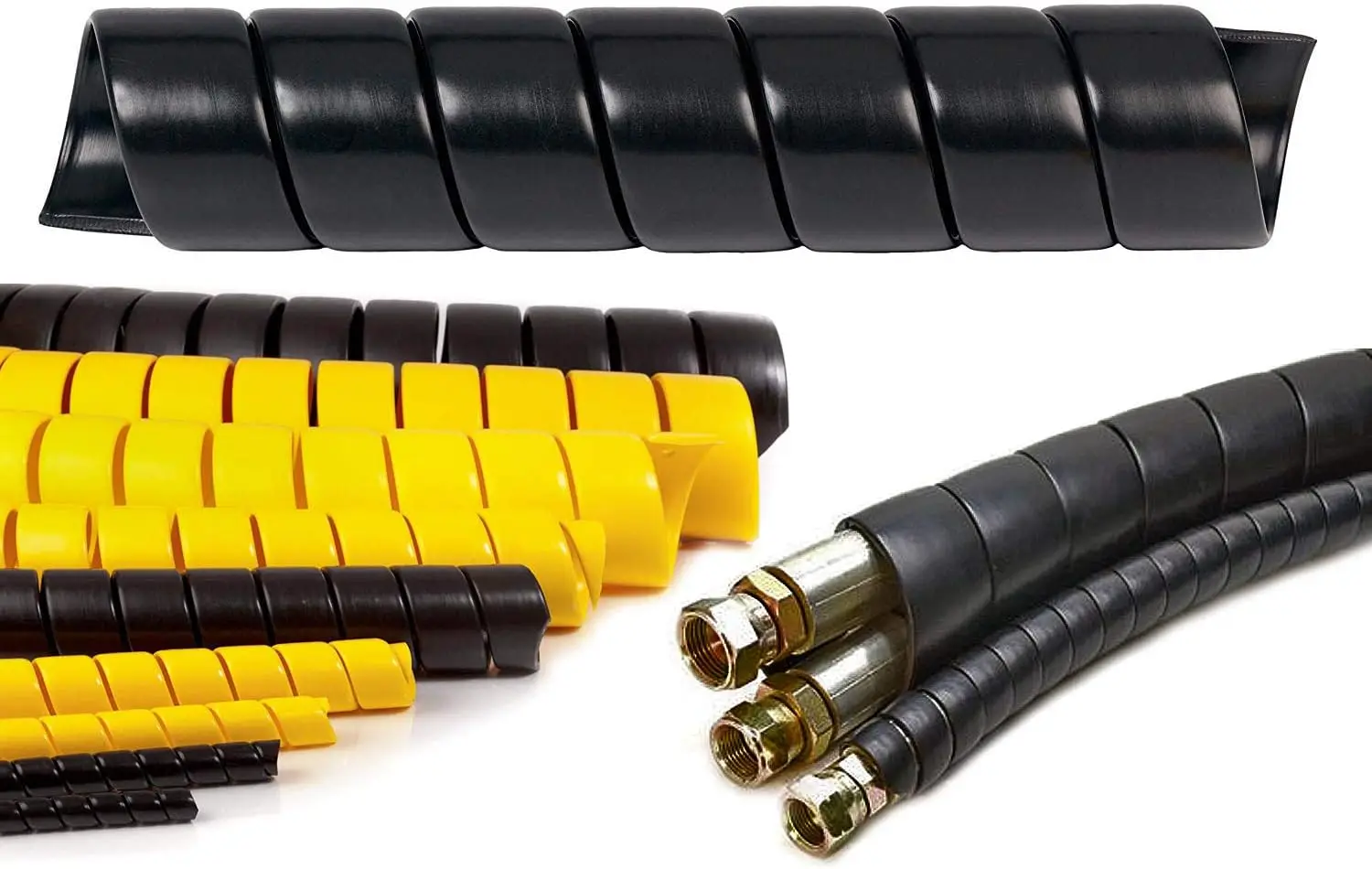 

4.4 Inch Heavy Duty Spiral Wrap HDPE Flexible Plastic Cable Sleeve Hose Protector 25 Feet - Black