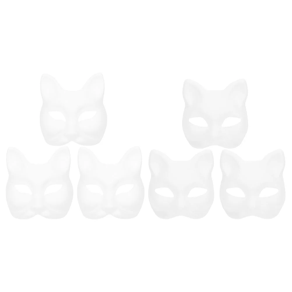 6 Pcs Hand Painted Mask DIY Paper Masks White Masquerade For Women Costume Cosplay Accessory Apparel Animal