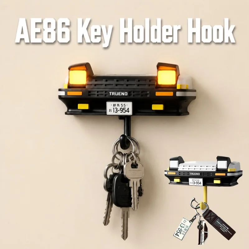 AE86 Car Front Shape Key Holder Wall Hook with LED Light Key Storage Rack Creative Car Enthusiast Home Decor Key Hanging