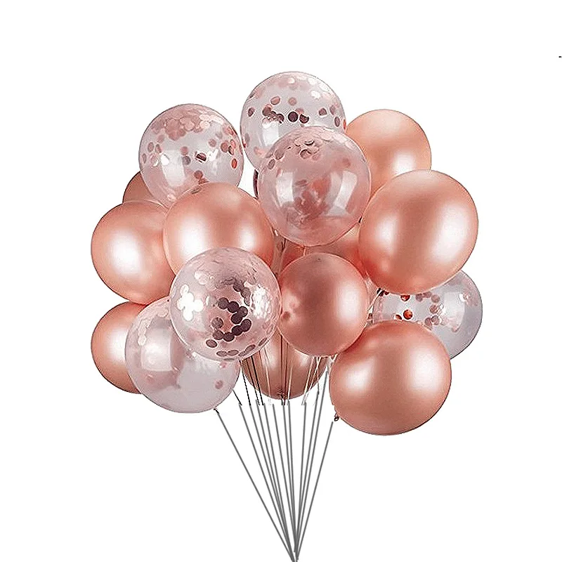 20pcs 10 inch champagne gold metal and 10pcs 12 inch rose gold glitter balloons for birthday and wedding party decorations