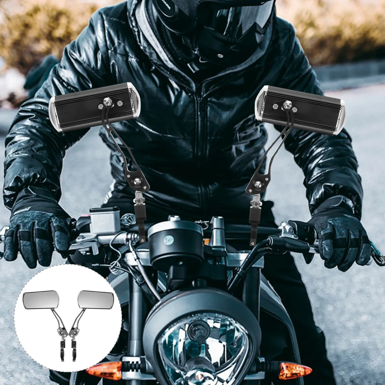 

Aluminum Alloy Electric Bike Rearview Mirror Handlebar Mount Adjustable Angle Night Reflective Universal Motorcycle Mirrors Atv