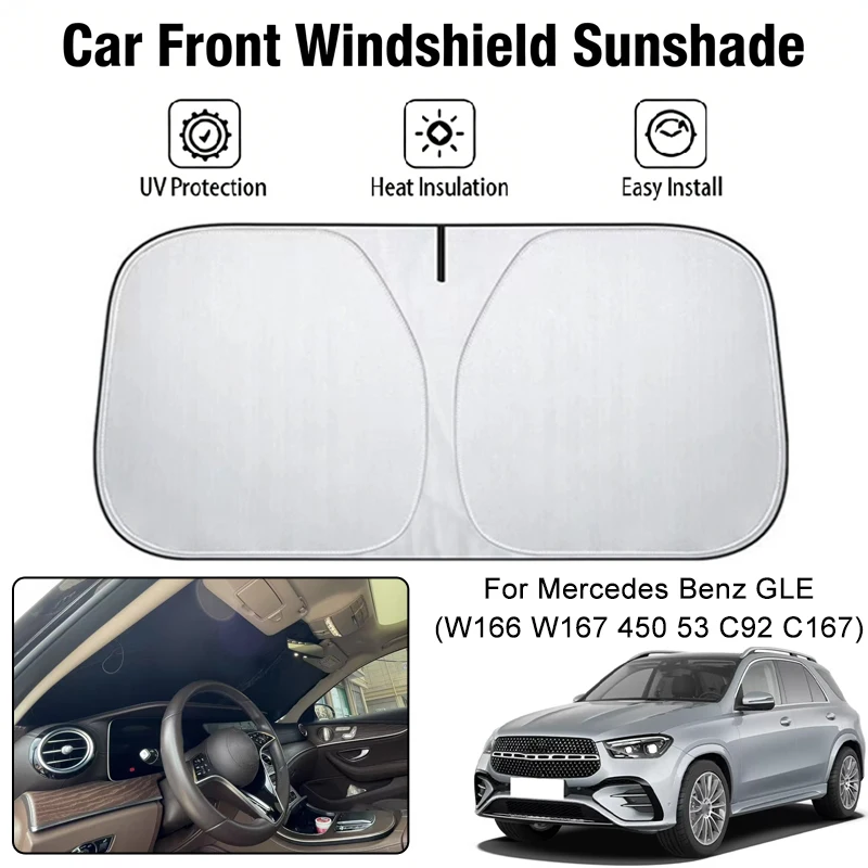 

Car Front Windshield Sunshade Cover For Mercedes Benz GLE W166 W167 450 53 C92 C167 UV Block Heat Insulation Auto Accessories