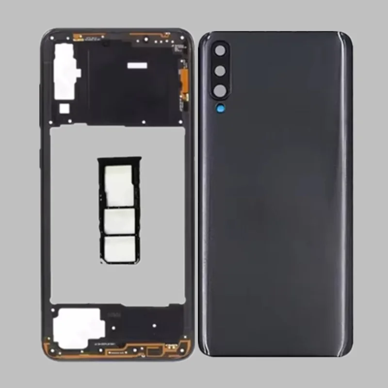 Full Housing Case for Samsung Galaxy A50 A505 Middle Frame Cover+Battery Back Cover with Camera Lens Repair Parts