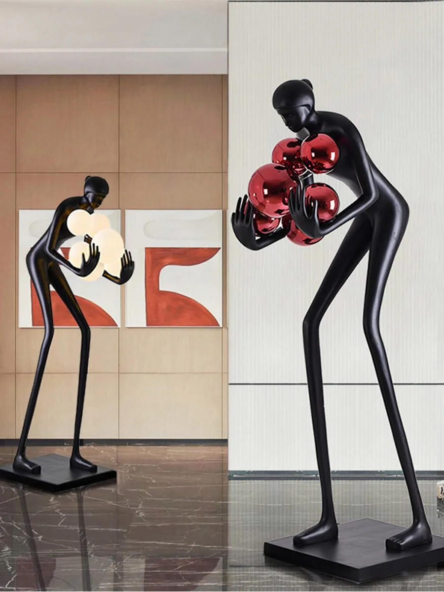 

Creative humanoid sculpture floor lamp ball designer exhibition hall living room lobby large figure FRP ornaments