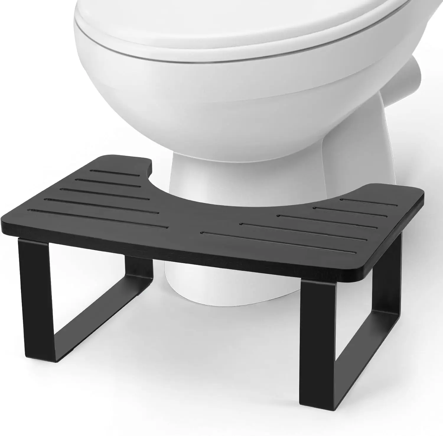 Bamboo Toilet Stool with Dual Anti-Slip Design, Portable Squatting Pan for Improved Bathroom Comfort and Health