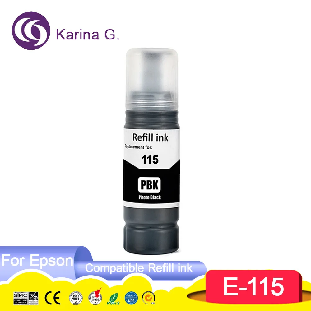 115 T115 Premium Compatible Bulk Bottle Water Based Refill Ink for Epson EcoTank L8160 L8180 Printer