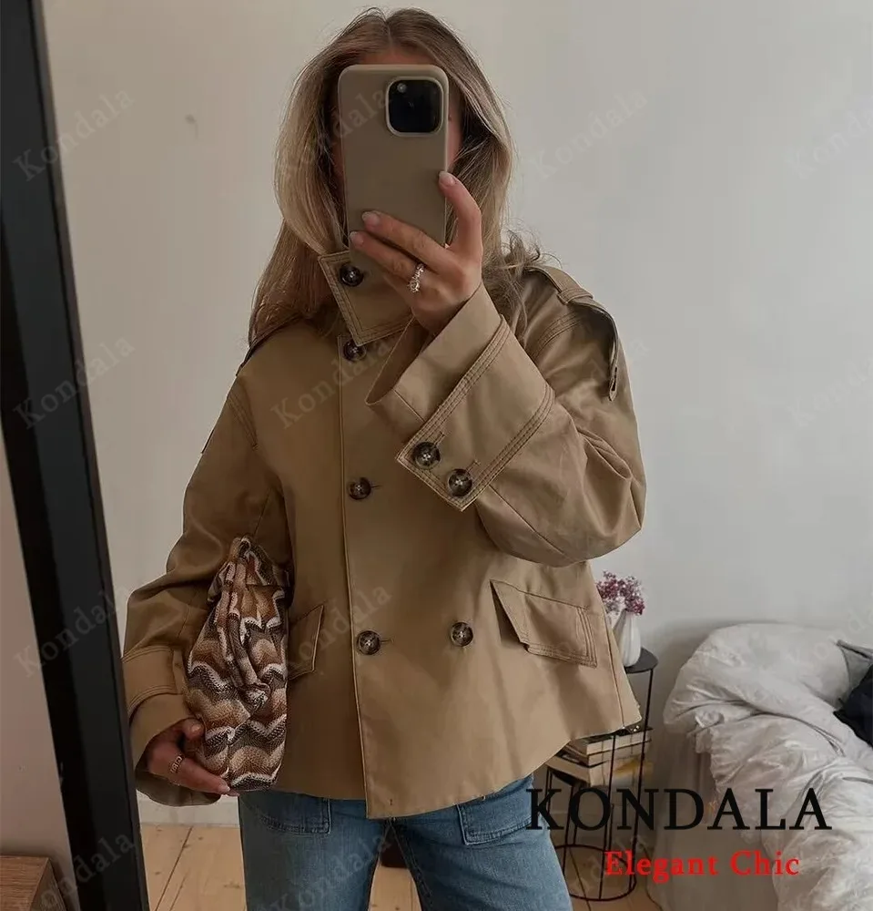 KONDALA Frauen Stehkragen Kurze Windjacke Straße Casual Taste Jacke Mantel 2025, Frühling Herbst Mode Elegante Dame Jacke
