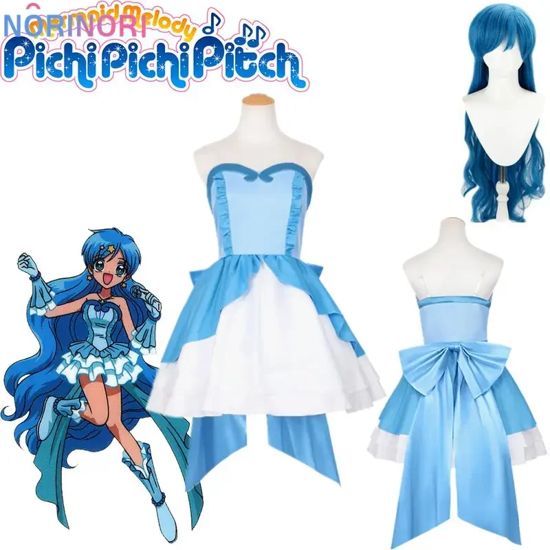 

New Anime Pichi Pichi Pitch mermaid charm Hanon hobos dress cosplay costume with gloves custom size Halloween