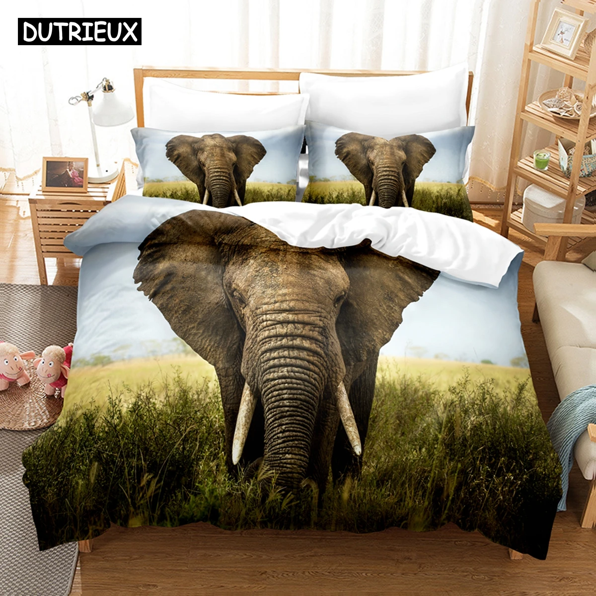 

3D The Elephant Bedding Sets Duvet Cover Set With Pillowcase Twin Full Queen King Bedclothes Bed Linen