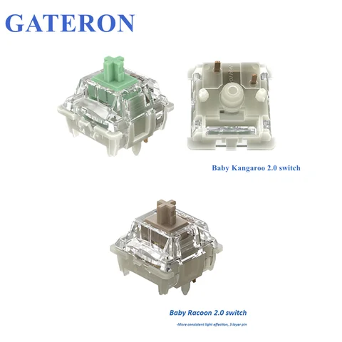 Gateron Baby Kangaroo2.0 스위치 Baby Racoon 5pin 큰 촉각 맞춤형 기계식 키보드 RGB 55g 20mm 스프링 게임 키트 용 윤활