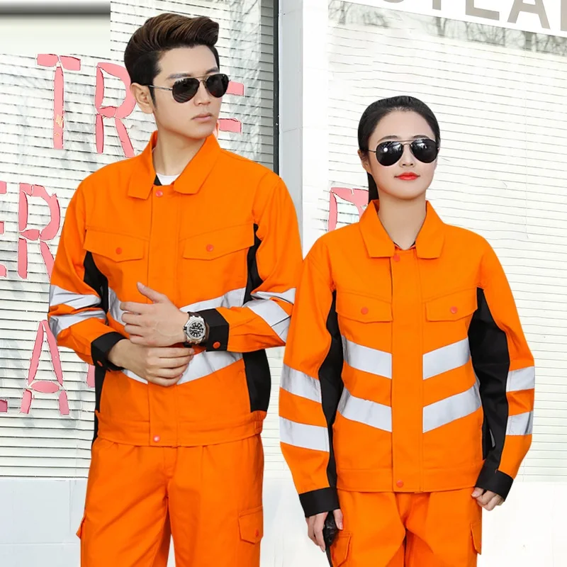 Hi Vis Safety Work Clothing Workwear Men Long Sleeve Workmen Uniform Car Workshop Repairman Working Suit Coal Miner Construction