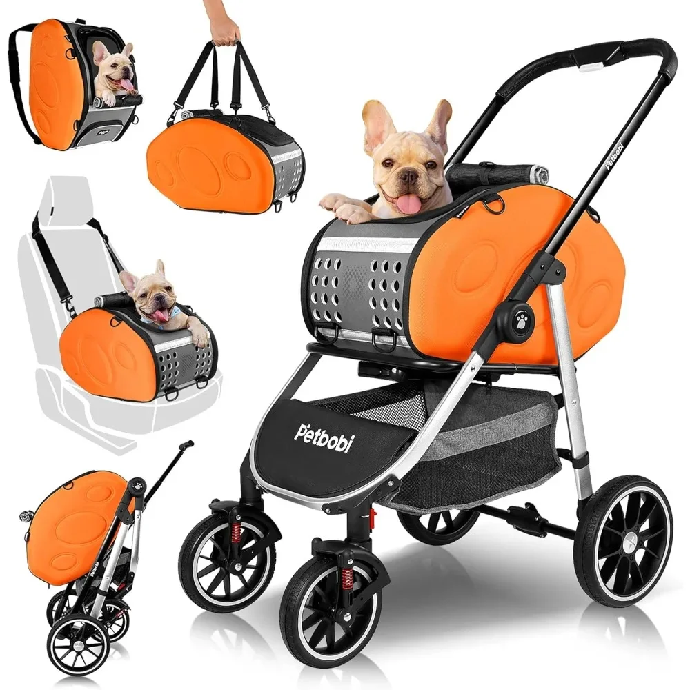 

5-in-1 Dog Stroller with Detachable Carrier | Pet Strollers, for Puupy and Cats Up To 20 Lbs | Aluminum Frame