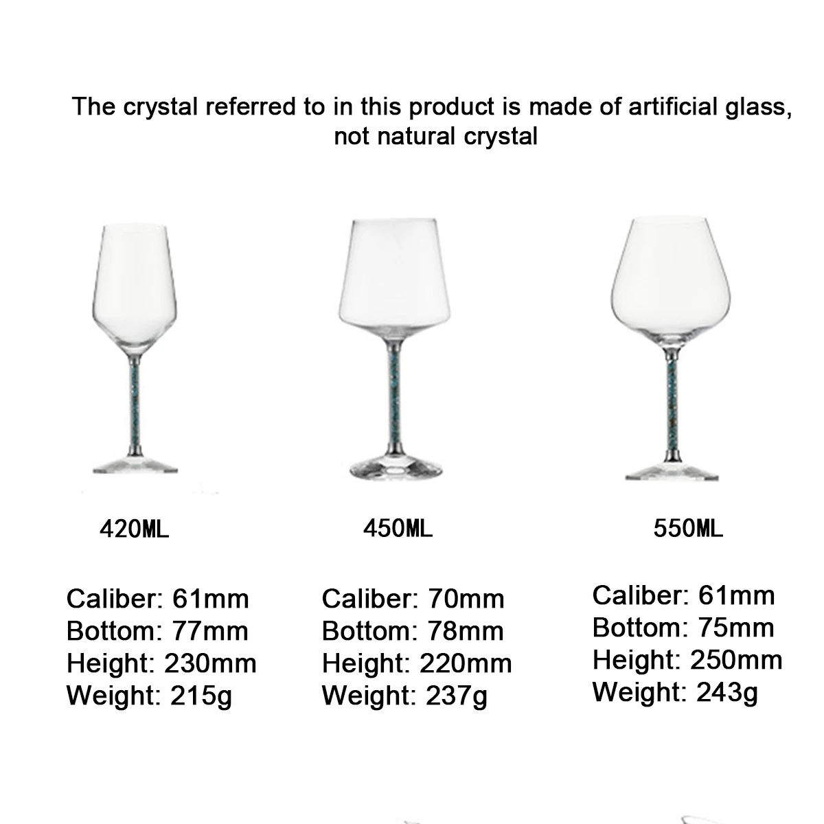 (Can Engrave Logo) 420/450/550ML Crystal Large Goblets, Two-Piece Set, Burgundy Red Wine Glass, wedding pair Cup , with Diamond