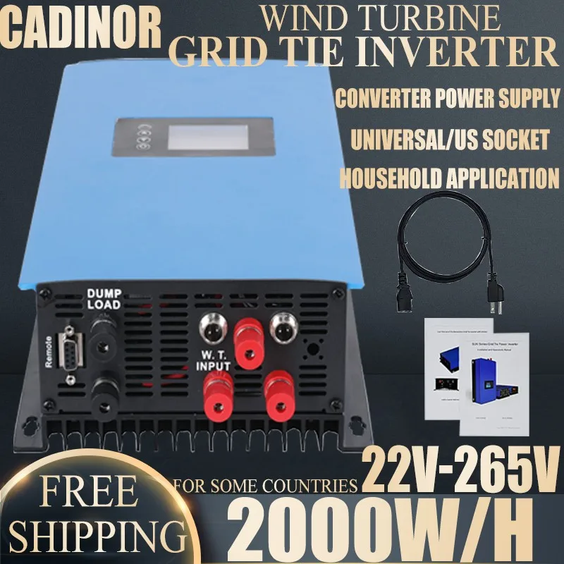 2000W/H Wind On Grid Tie Inverter with Limiter Wind Turbine Generator WiFi Monitor Battery Discharge DC22-90V to AC95-265V