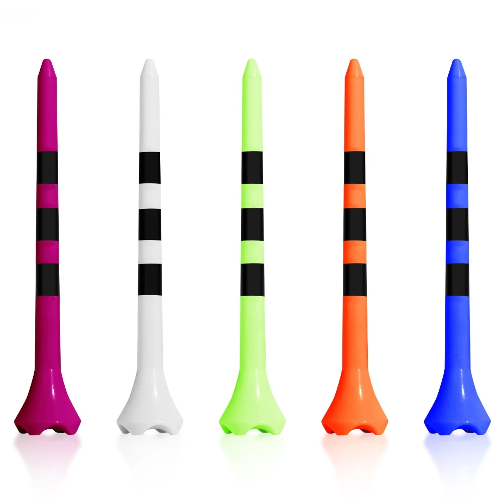 Golf Tees 100pcs 83mm Stripe Scale Precise Kick-off Cup Lightweight Durable High Elasticity Anti Slip Ball Seat TE031