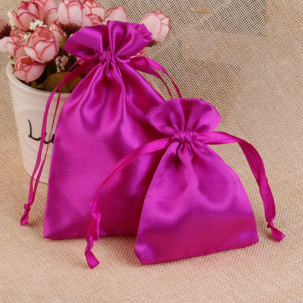 10pcs/Lot 8x10cm10x15cm Soft Silk Satin Gift Bag Smooth Cloth Ring Bracelet Necklace Jewelry Storage Packing Drawstring Pouches