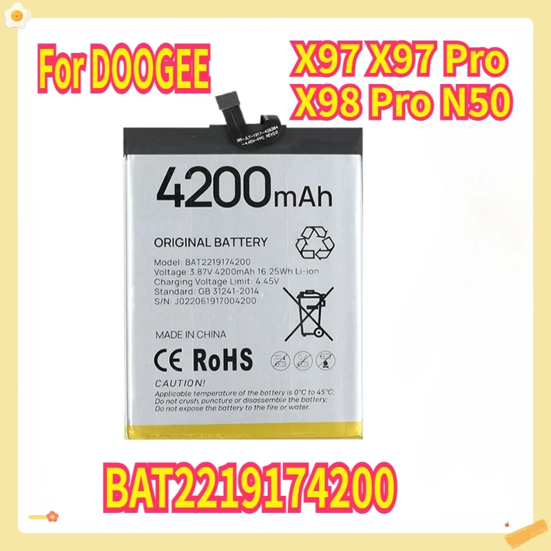 

New BAT2219174200 Battery 4200mAh for DOOGEE X97 X97 Pro X98 Pro N50 Mobile Phone Bateria