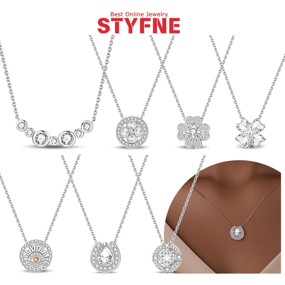 

Original 925 Silver Shining Zircon Necklace Lucky Clover Awn Star Necklace for Women Anniversary Fashion Jewelry Birthday Gift
