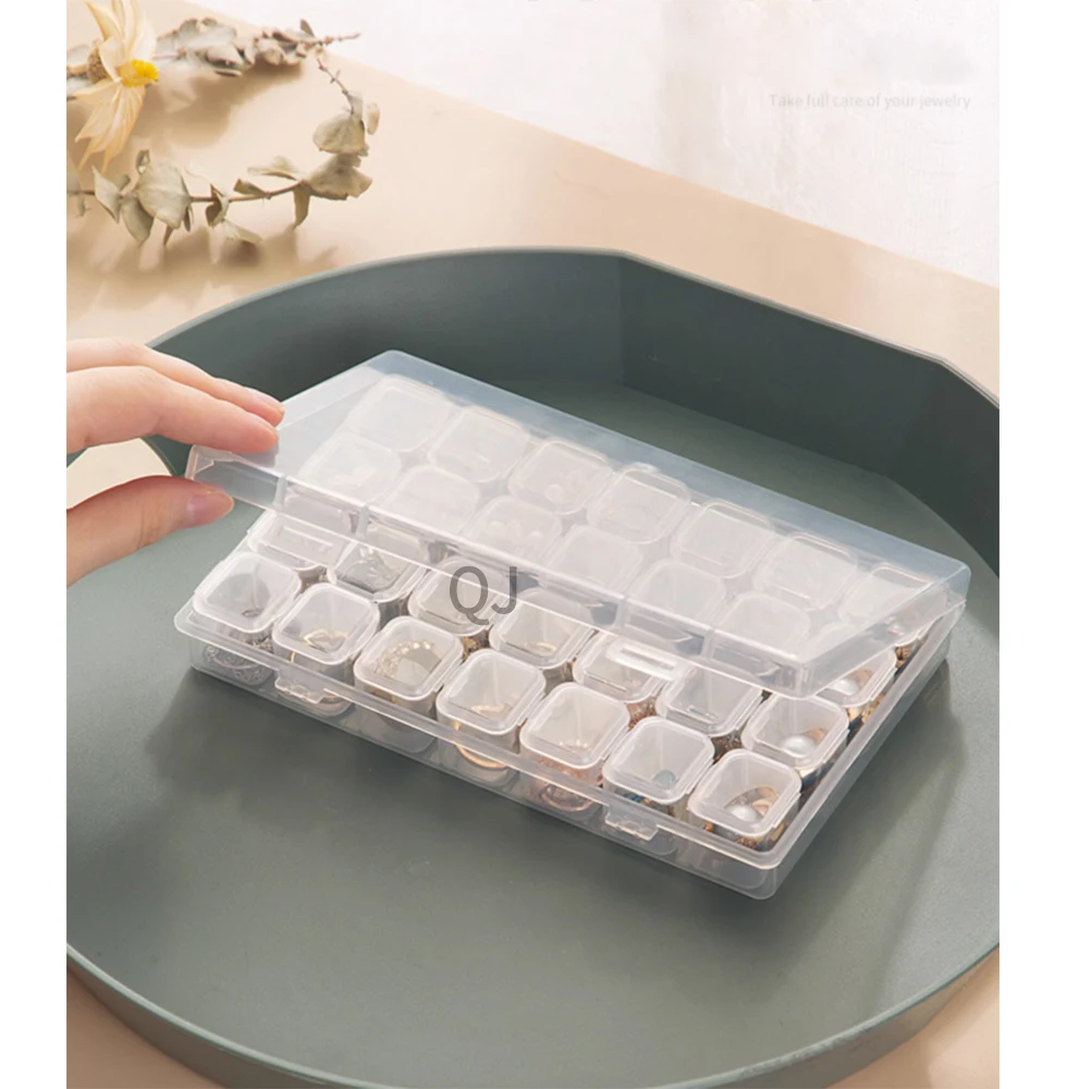 Portable transparent jewelry box, earring necklace, earring plate, color storage box, small and exquisite earring box