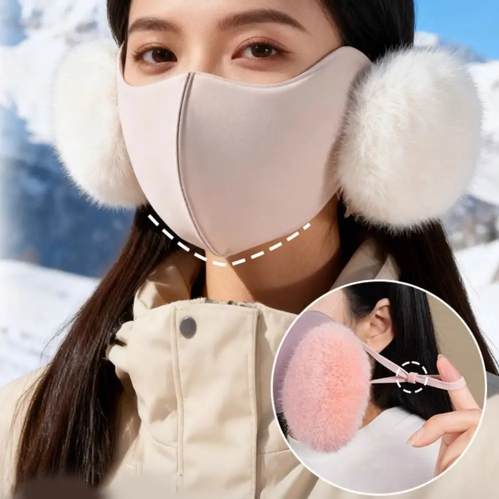 Simple Windproof Earmuffs Mask 2in1 Dust-proof Thermal Cycling Face Shield Breathable Simple Half Face Mask Riding