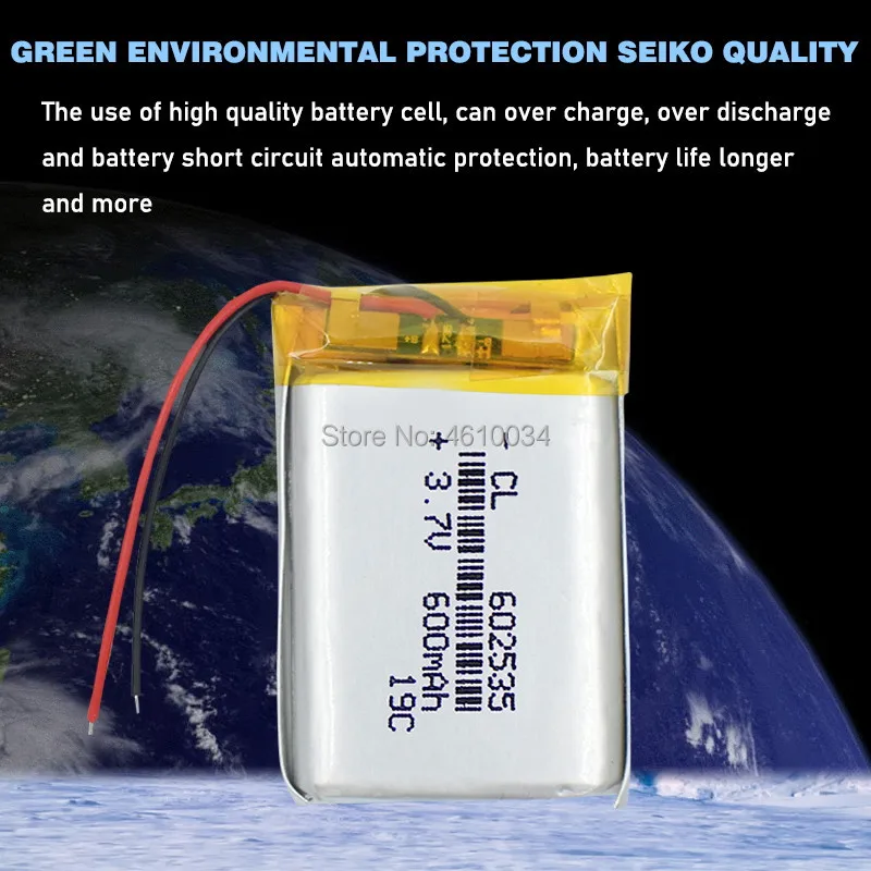 توريد بطارية ليثيوم بطارية ليثيوم بوليمر قابلة للشحن 602535 600 mah 3.7 V ل MP3 MP4 MP5 GPS PSP منتصف سماعة رأس بخاصية البلوتوث