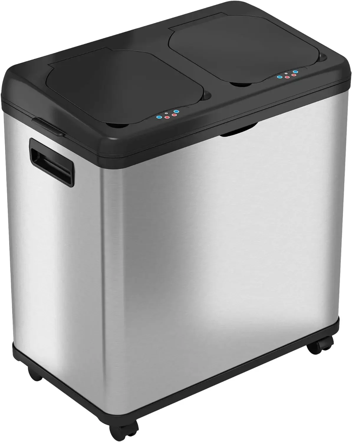 Stainless Steel Touchless Trash Can and Recycle Bin, Dual-Compartment, 16 Gallon, 8 Gal Each