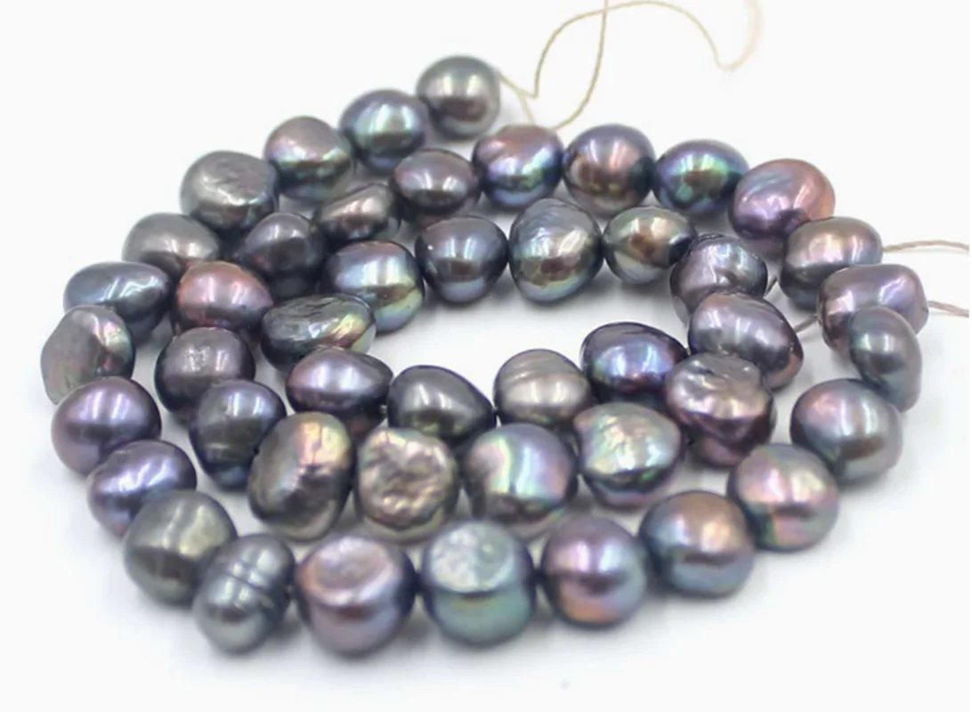 2 Layers 10mm Black Gray Pearl Baroque Bracelet Natural Freshwater Pearl Handmade Jewelry
