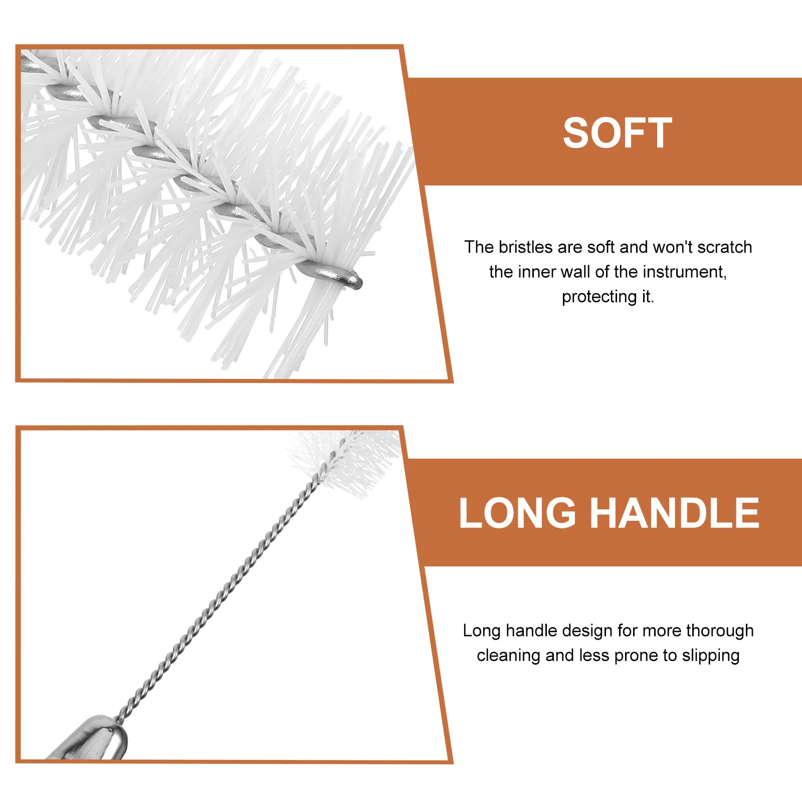 

2pcs For Musical Instruments Dual Head Soft Bristles Long Handle Flute Cleaner Tool Maintenance Accessories Alto Sax Care