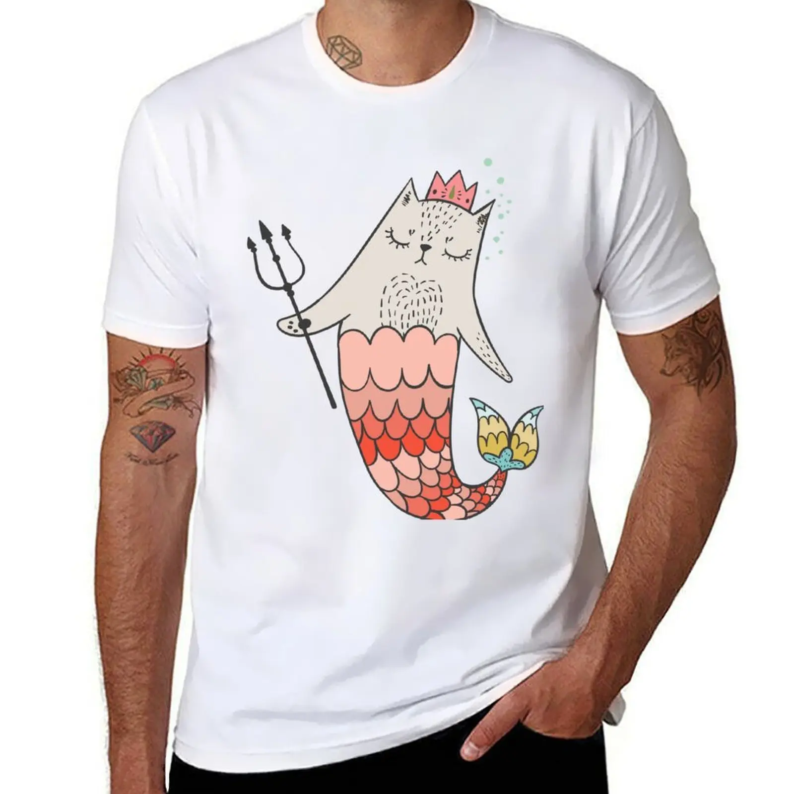 

Unicorn Mermaids // Kawaii Cat T-Shirt man t shirts for men men t shirt cotton 100% T-Shirt