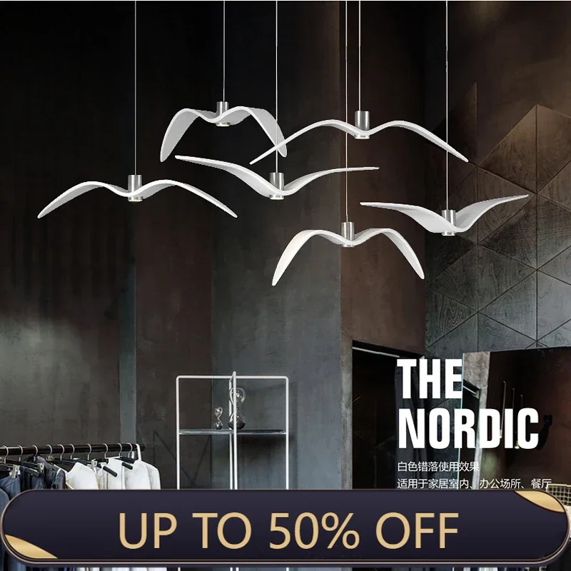 Nordic Creative Seagull Chandelier Restaurant Clothing Store Decorative Chandelier Resin Brokis Night Birds Seagull Pendant Lamp