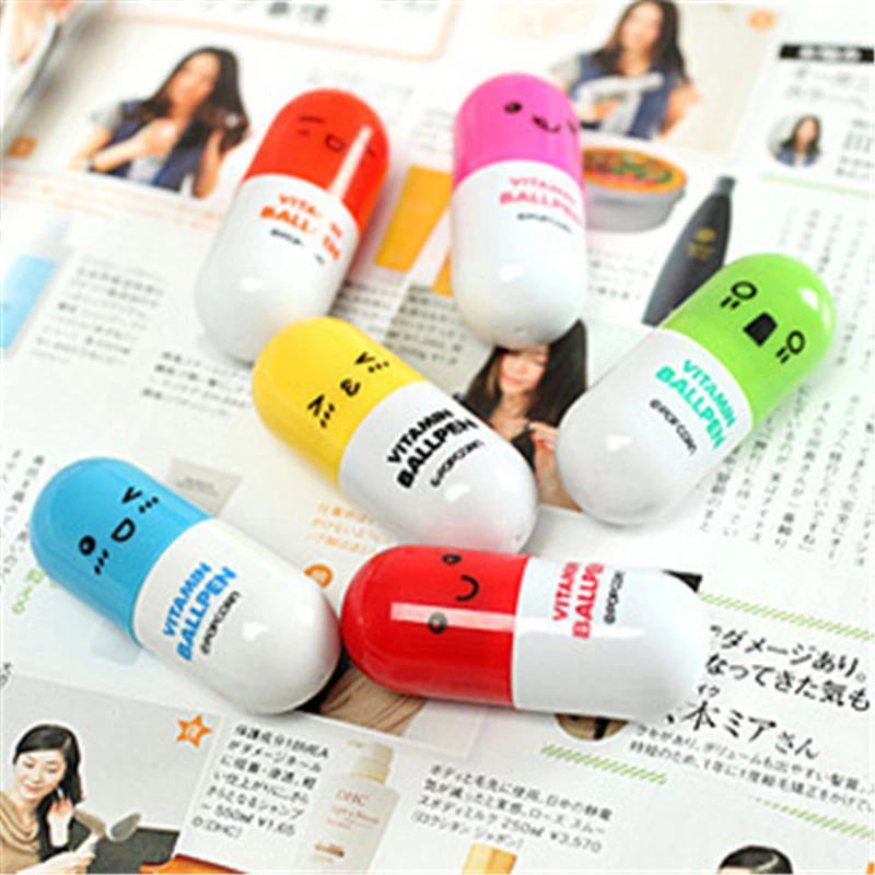 

DL Creative pill pen creative lovely stationery with expression / capsule pen / ballpoint can be added to logo Exquisite statio