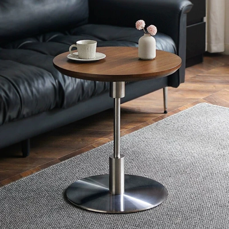 Home Nordic Solid Wood Coffee Table Household Side Tables Stainless Steel Casual Round Pliante Small Desk Living Room Furniture