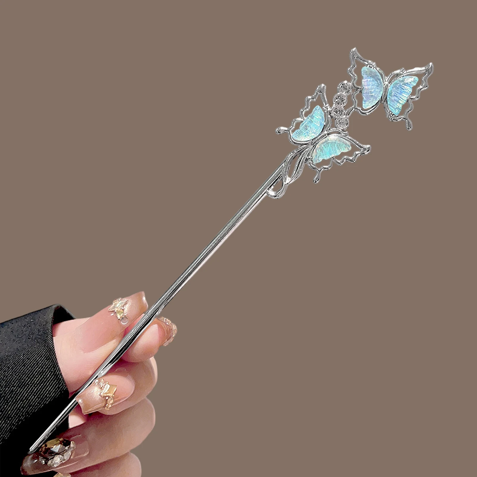 Elegant Butterfly Hairpin Alloy Traditional Design For Wedding Party Bridesmaids Silver Moonstones Flower Hair Accessories Women