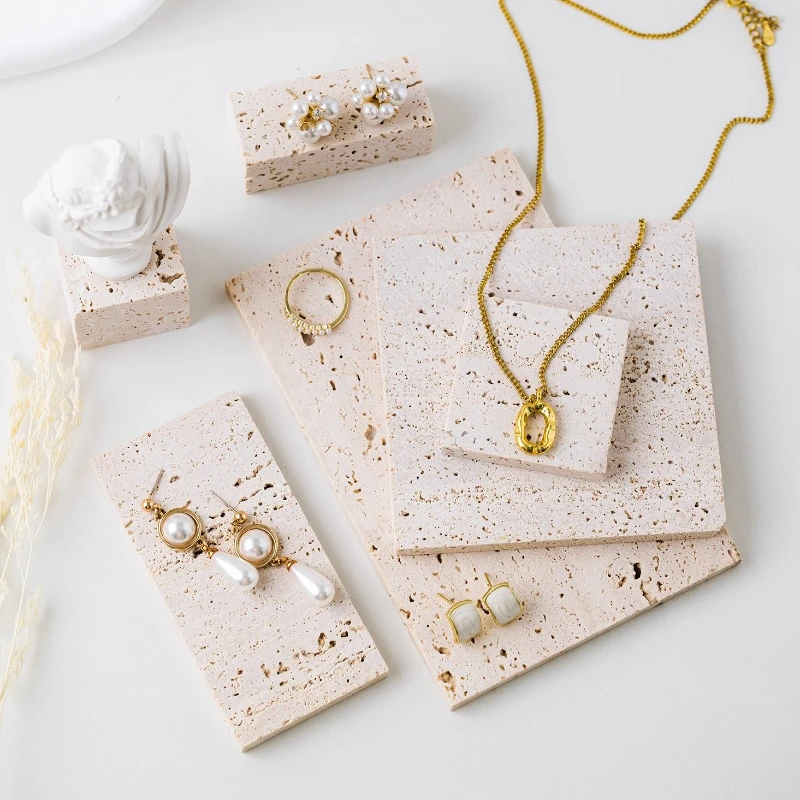 

Natural Stone Jewelry Holder Necklace Earrings Decorative Display Plate Ring Trinket Storage Tray Jewelry Display Accessories
