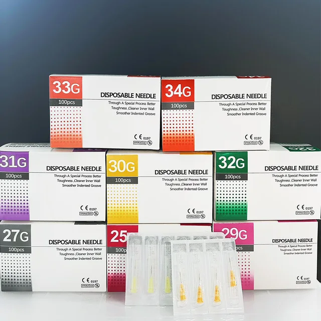 Jednorazowe plastikowe medyczne piękno30G, 31G, 32G, 34G Bezbolesna mała igła Sterylny wtryskiwacz Mikro igła podskórna