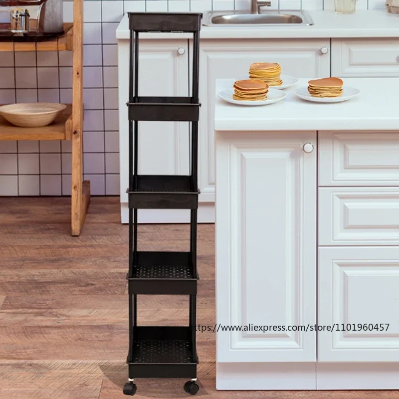 Kitchen Shelf Floor-mounted Multi-storey Storage Rack Movable Cart Vegetable Basket Shelf Bathroom Storage Rack