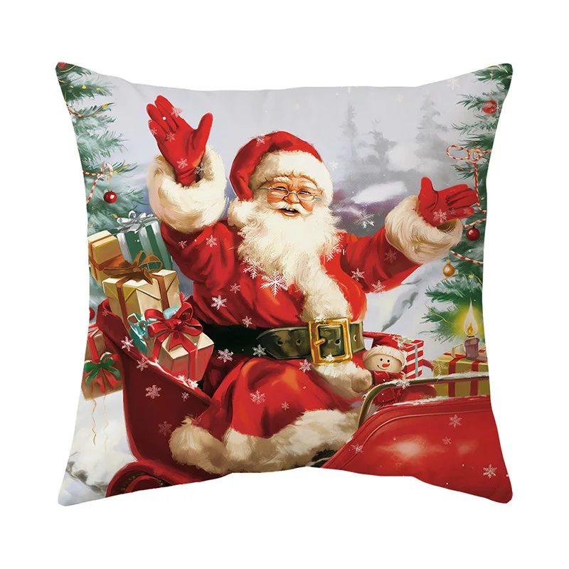 45x45cm Christmas Cute Pet Series Printed Cushion Cover Soft Short Plush Sofa Decorative Pillowcase Christmas Home Decoration