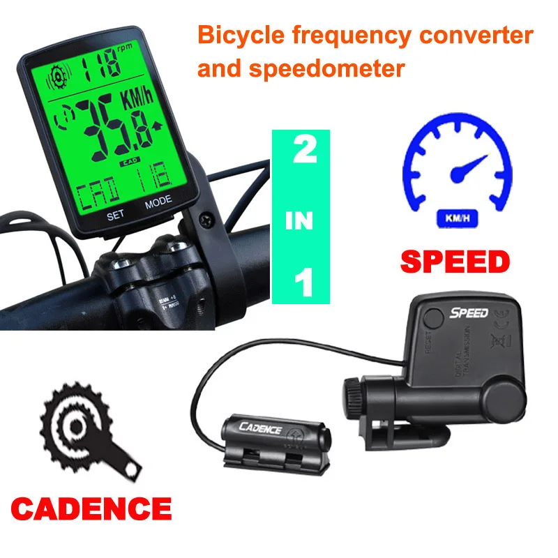 Wireless Cadence bike Speedometer 2-in-1 Bicycle  Computer 2.8-inch Large- screen LED Digital Odometer MTB Code Tabl Accessories