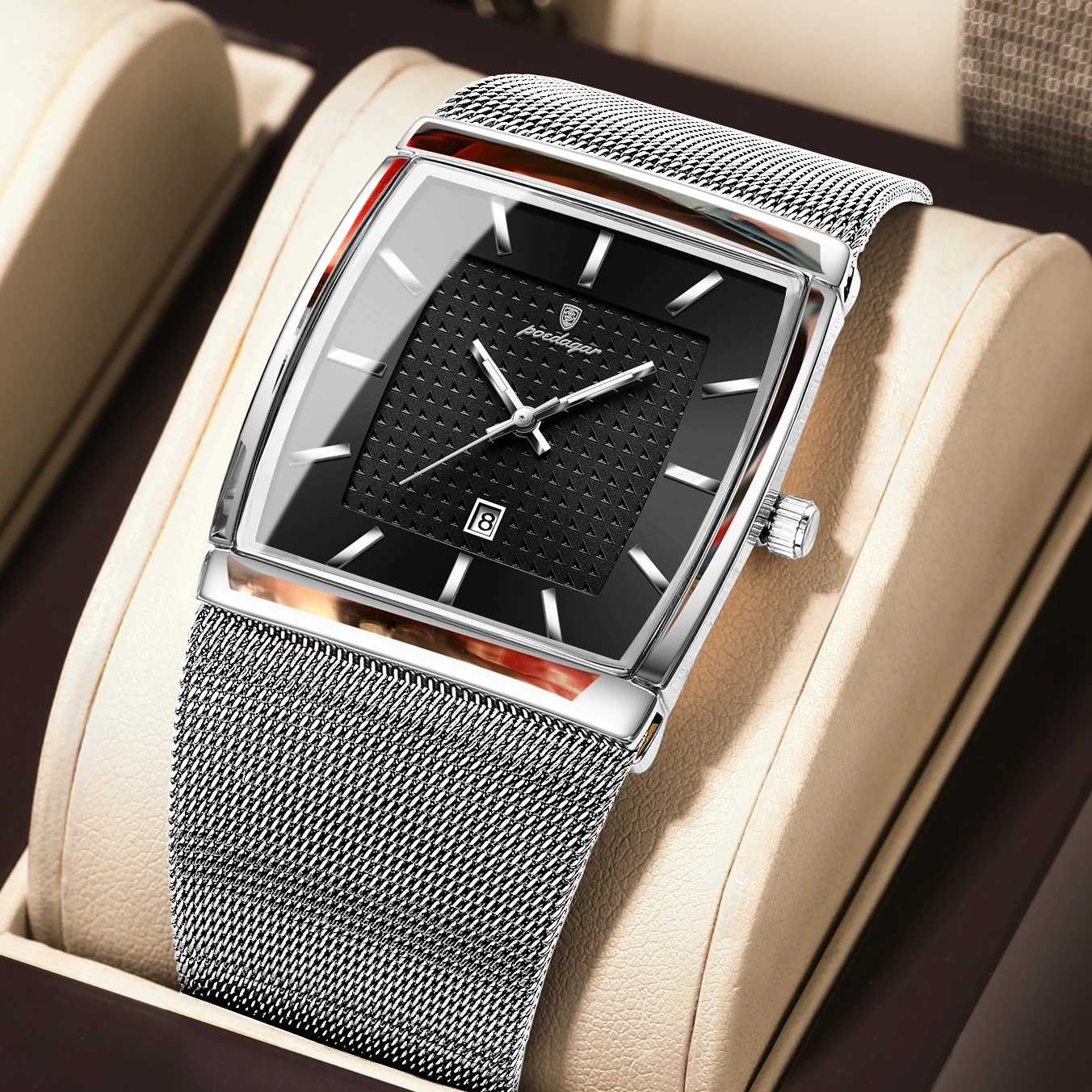POEDAGAR Top Luxe Heren Polshorloge Waterdicht Lichtgevend Roestvrij Stalen Gaas Datum Man Horloge Mode Zakelijk Quartz Herenhorloges
