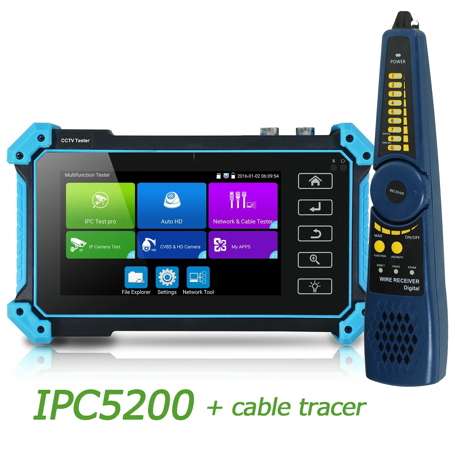 Imagem -04 - Tudo em um ip Câmera Tester Monitor Ipc5200c Além Disso 54 Touch Screen 8mp Cvi Tvi Ahd Câmera Teste dc 12v Saída Poe Cabo Tracker