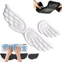 USLION Wings Shaped Keyboard Mouse Wrist Rest Memory Foam Anti-slip Silicone Ergonomic Wrist Guard Table Mat Mouse Pad Set