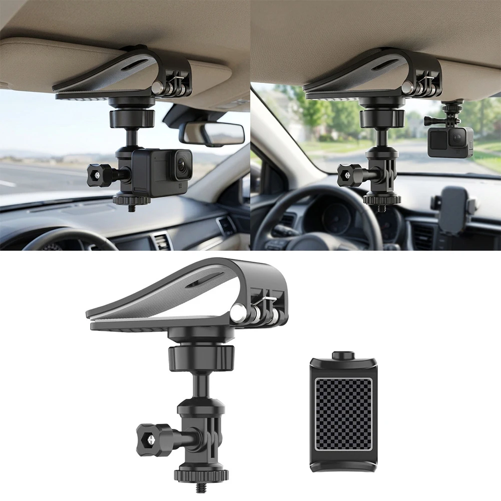 For Insta360 X6 Car Sun Visor Mount with Dual-Purpose Design Including Camera Mounting and Attachment Features