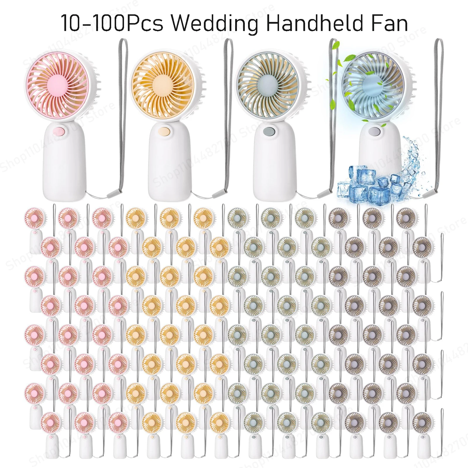 10-100 Uds ventilador de mano portátil ventiladores de boda a granel para invitados ventiladores personales con pilas Mini ventiladores de mano para recuerdos de fiesta