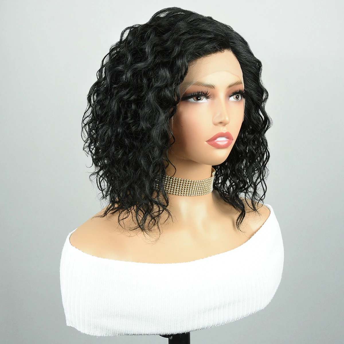 Wet Water Wave Human Hair Lace Frontal Wig Peruvian Curly Side Part Lace Front Human Hair Wigs For Women Human Hair 13*1