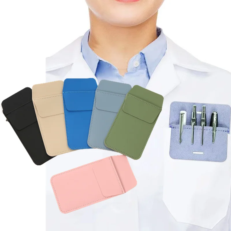 Anti Pens Ink Leakage Pencil Bag for Doctor Nurse Lab Coat Scrubs Pocket Protector Soild Color Pens Holder Bag Case Organizer