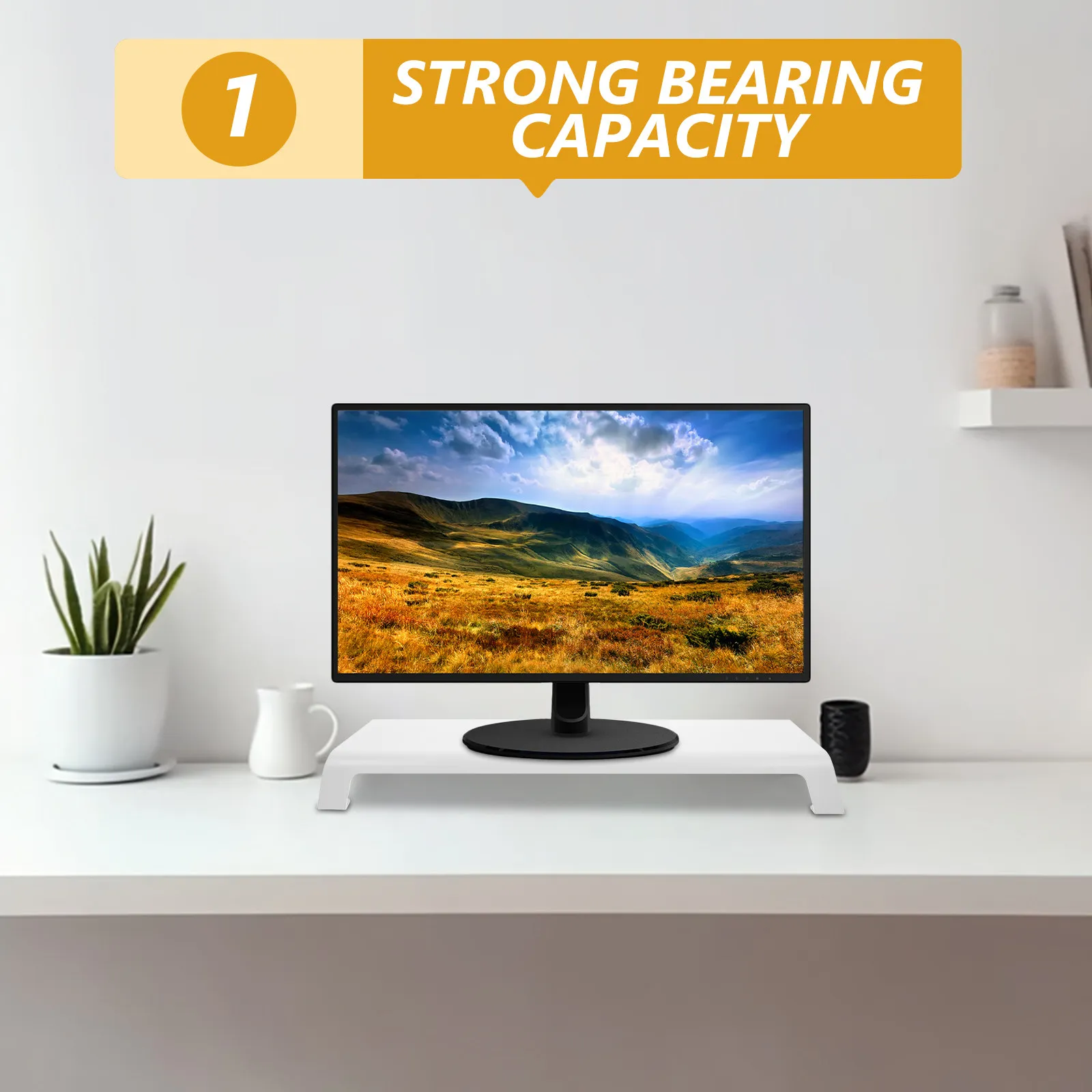 

Monitor Riser Aluminum Alloy Desktop Stand Smooth Edges Silicone Feet Office Bedroom Study Screen Elevated Shelf Monitor Holder