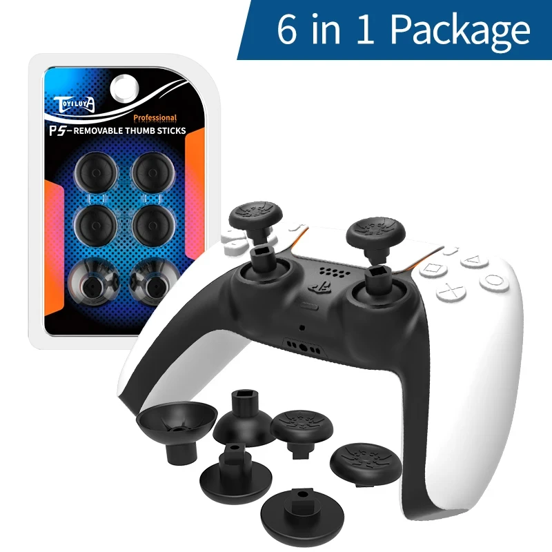 

6PCS Replacement Thumbsticks Joystick Caps Analog Stick for Sony PS5 Gamepad Controller Anti-Skid Thumb Grips Protective Cover