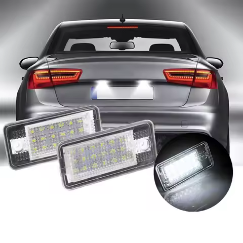 1 Pair 18 LED License Plate Light Xenon White 3.5W For-Audi A3 8P S3 A4 B6 B7 A6 S6 A8 RS4 Q7 7000K License Number Plate Light